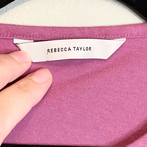 Rebecca Taylor Purple womens Ruched Long Sleeve Shoulder Knit Top Medium - Picture 8 of 16